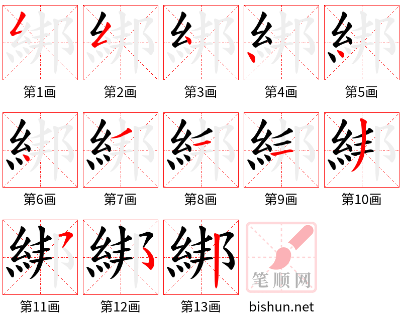 綁 笔顺规范