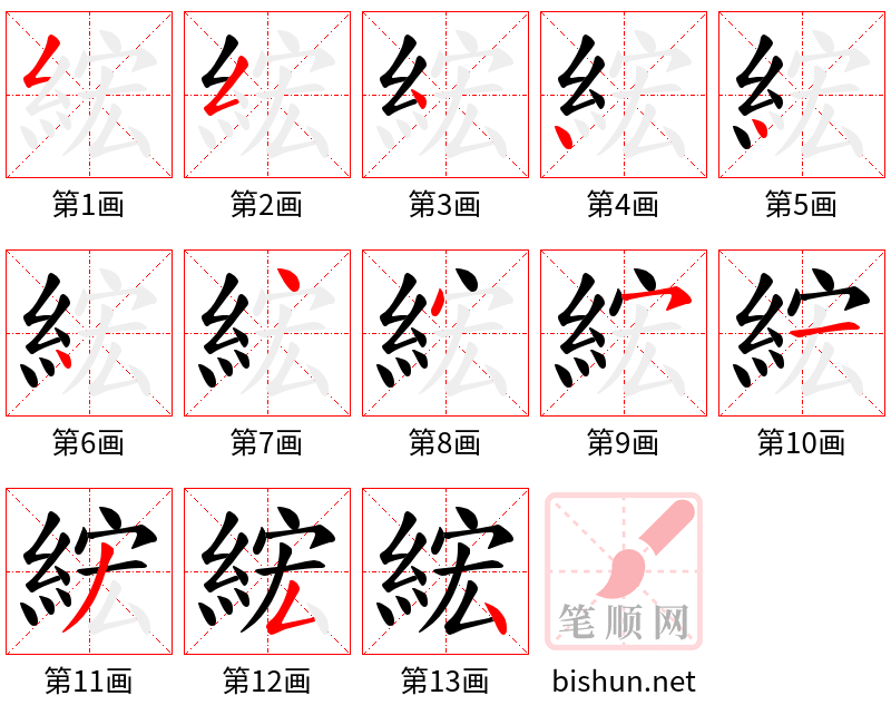 綋 笔顺规范