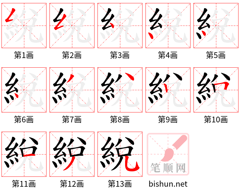 綐 笔顺规范