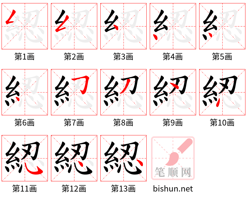 綛 笔顺规范