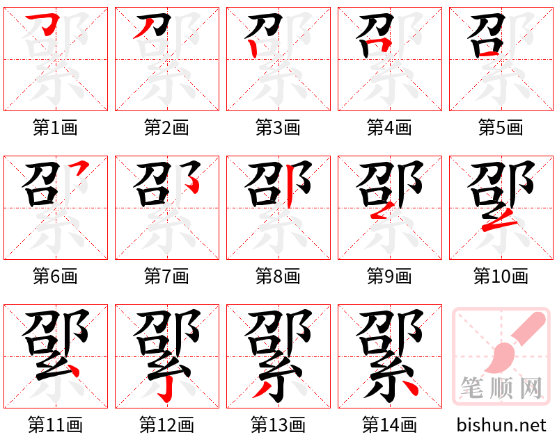 綤 笔顺规范