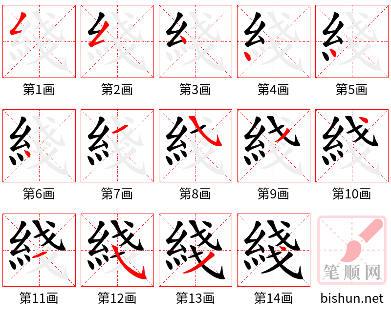 綫 笔顺规范