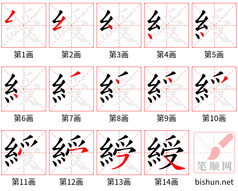 綬 笔顺规范