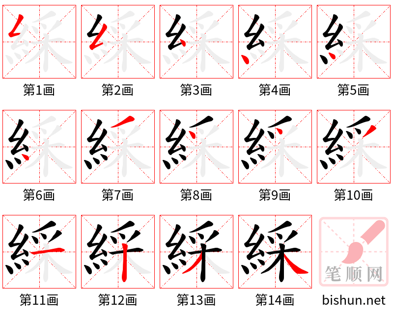 綵 笔顺规范