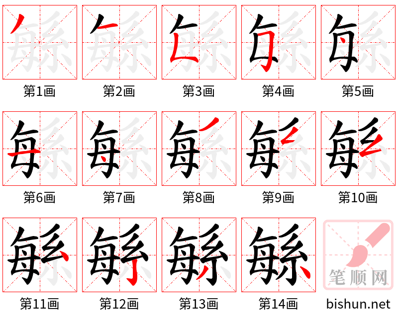 緐 笔顺规范