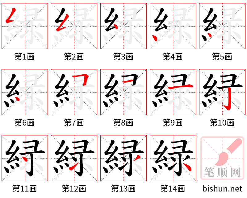 緑 笔顺规范