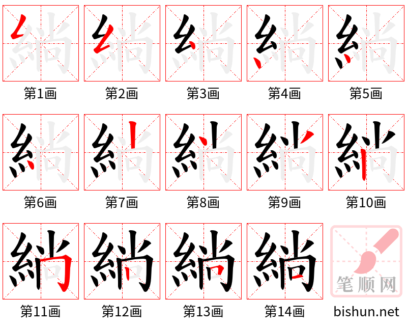 緔 笔顺规范