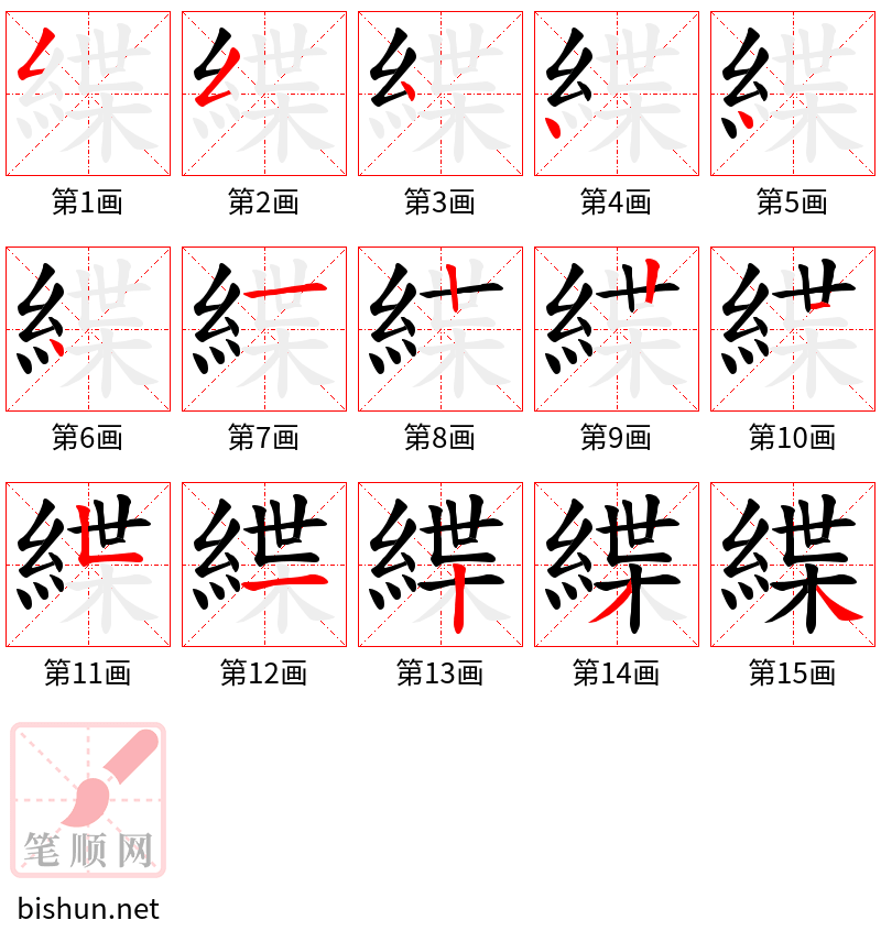 緤 笔顺规范