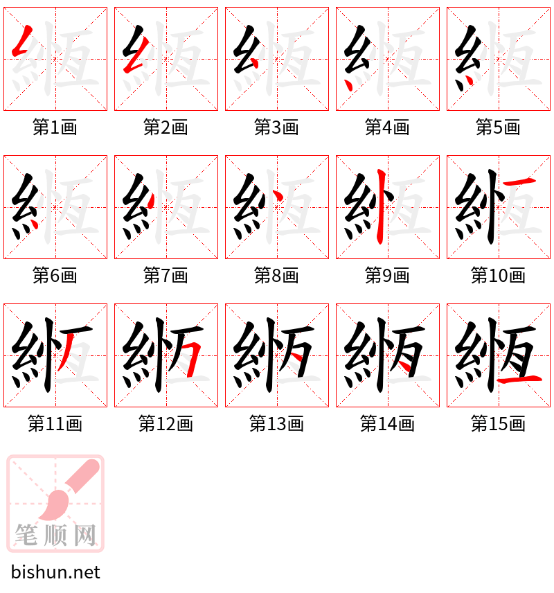 緪 笔顺规范