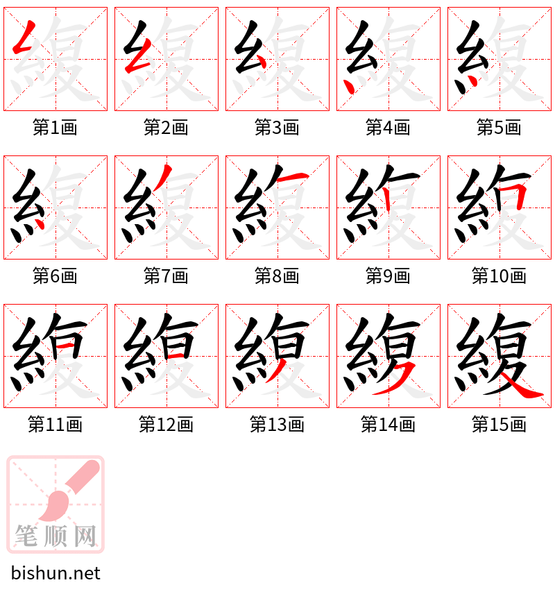 緮 笔顺规范