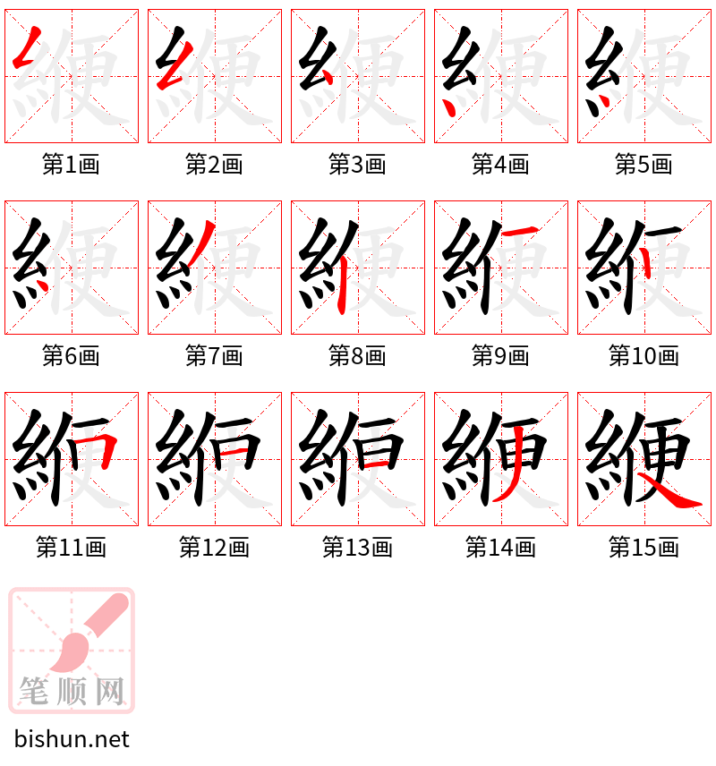 緶 笔顺规范