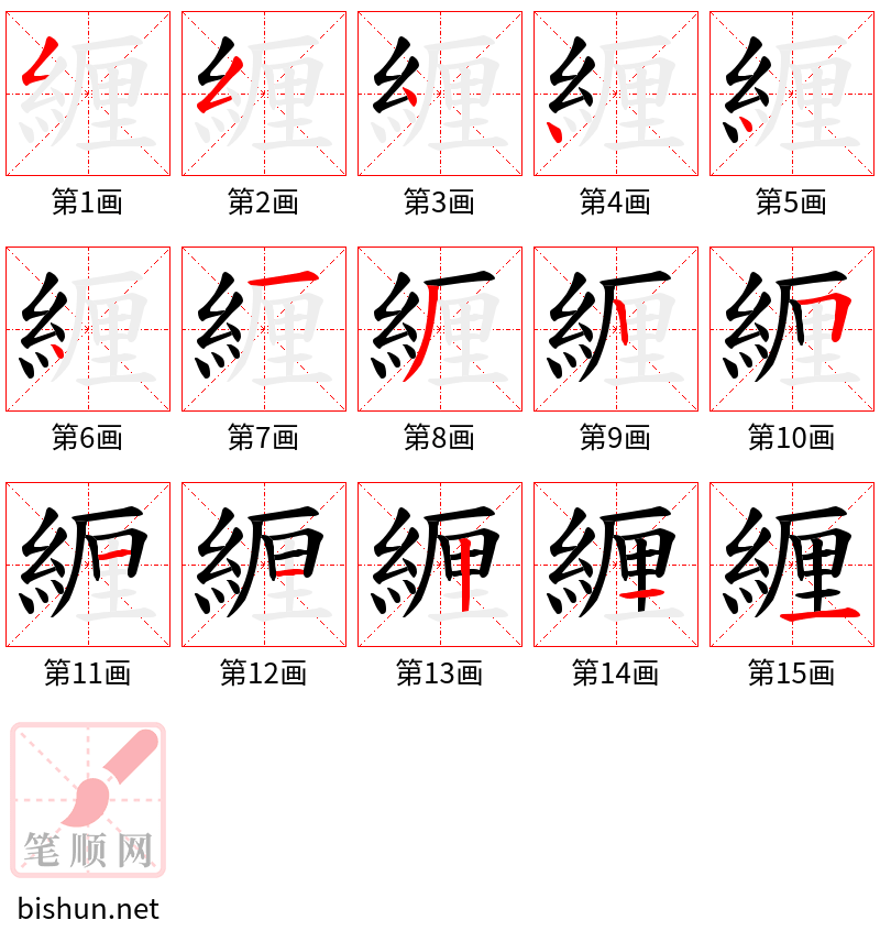 緾 笔顺规范