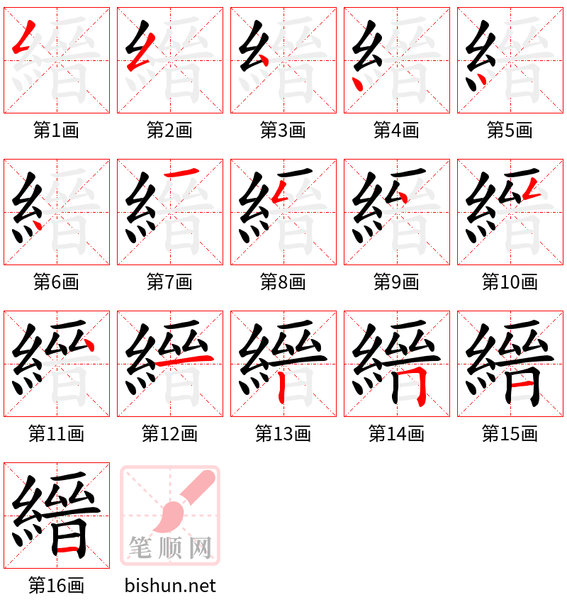 縉 笔顺规范