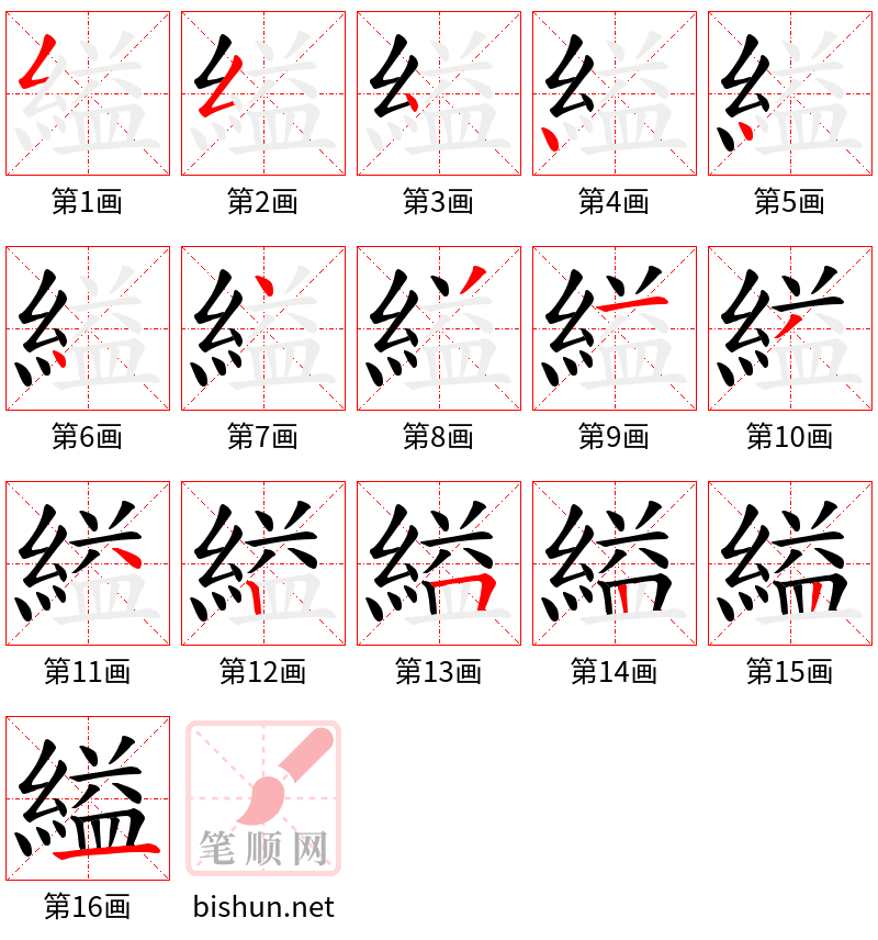 縊 笔顺规范