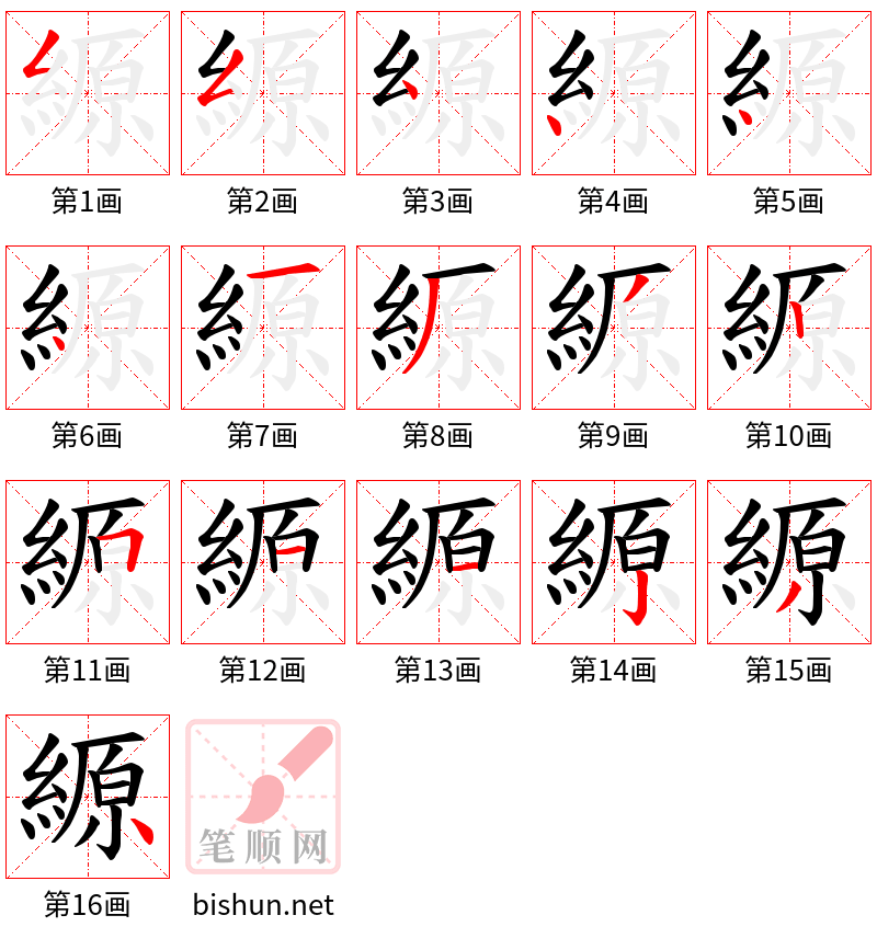 縓 笔顺规范