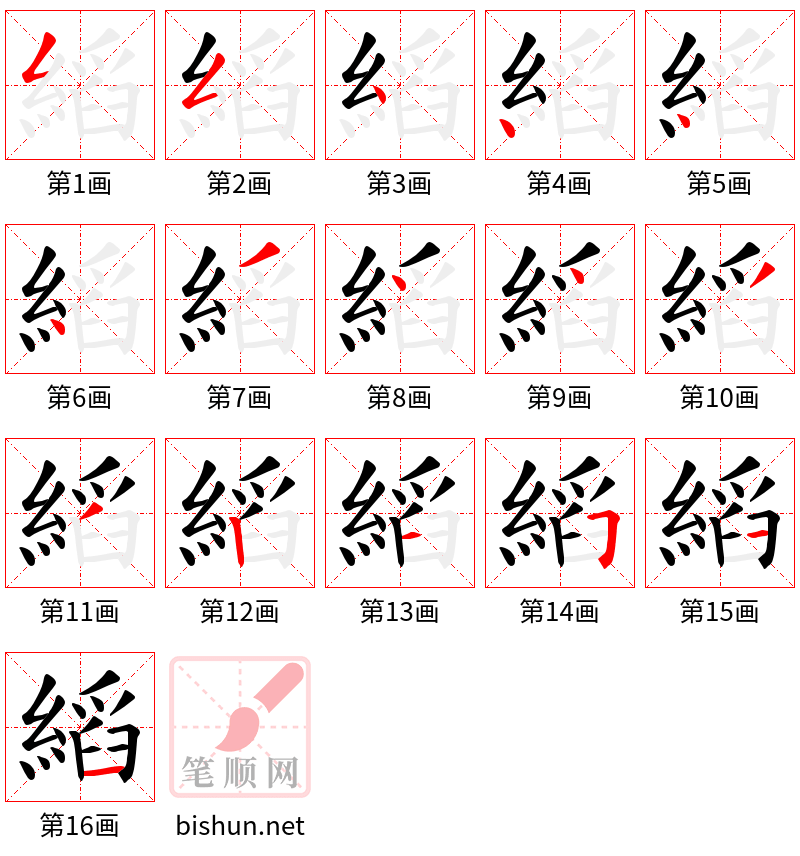 縚 笔顺规范