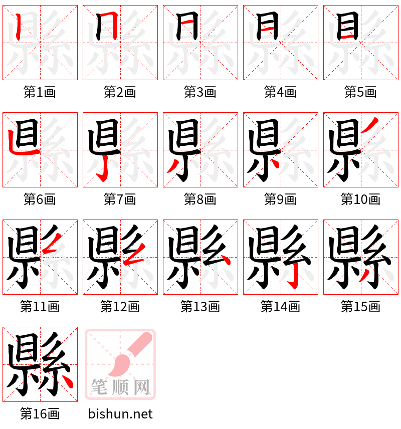 縣 笔顺规范