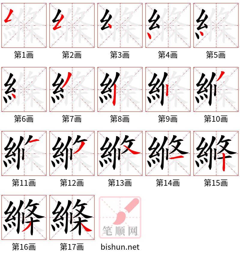 縧 笔顺规范