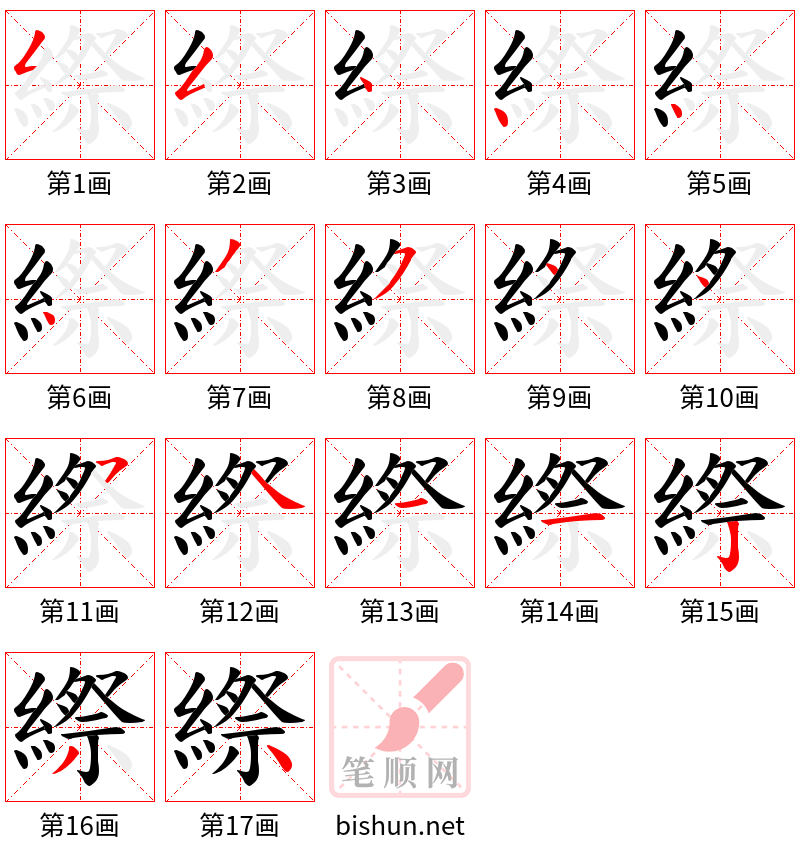 縩 笔顺规范