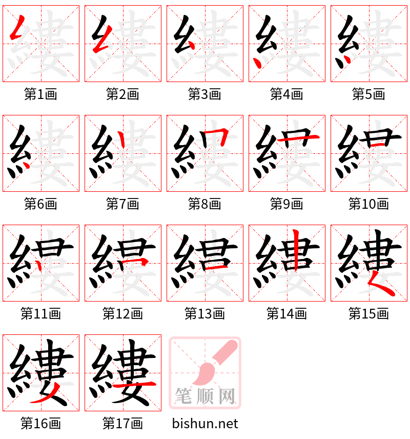 縷 笔顺规范