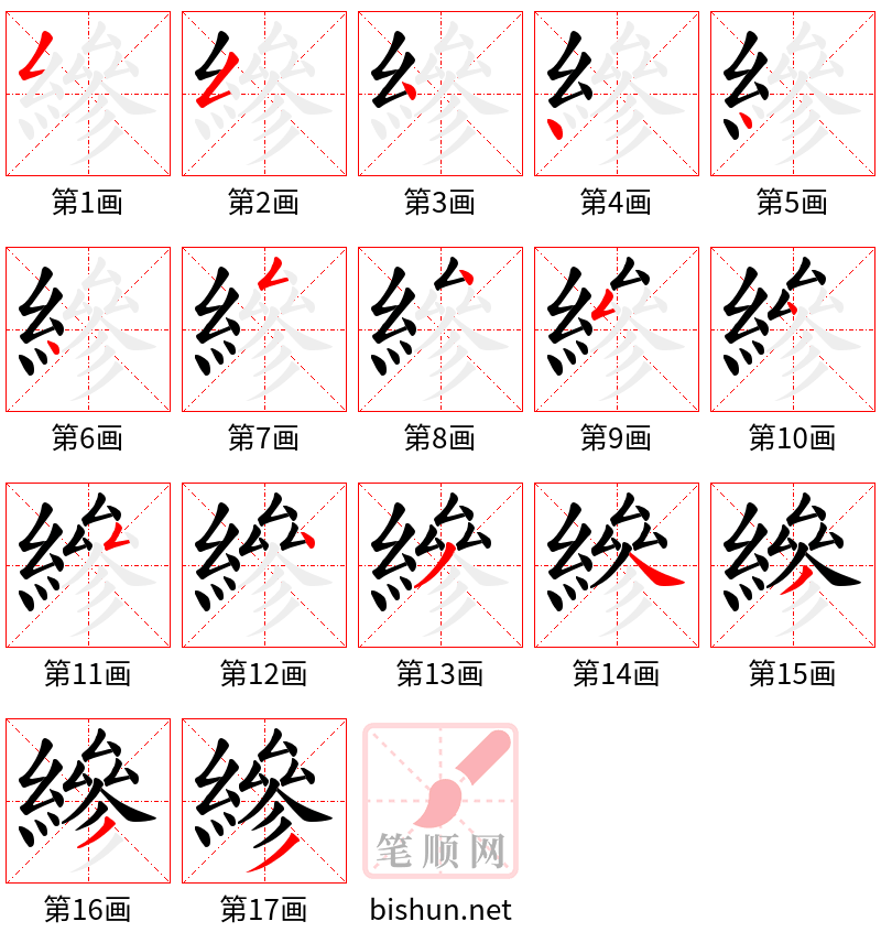 縿 笔顺规范