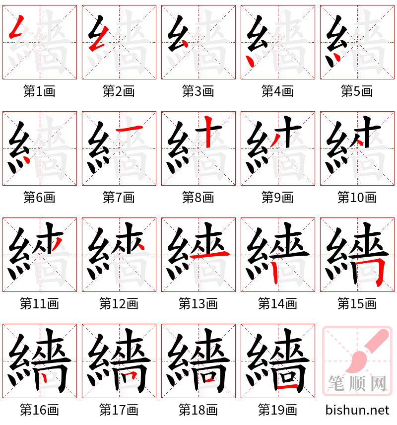 繬 笔顺规范