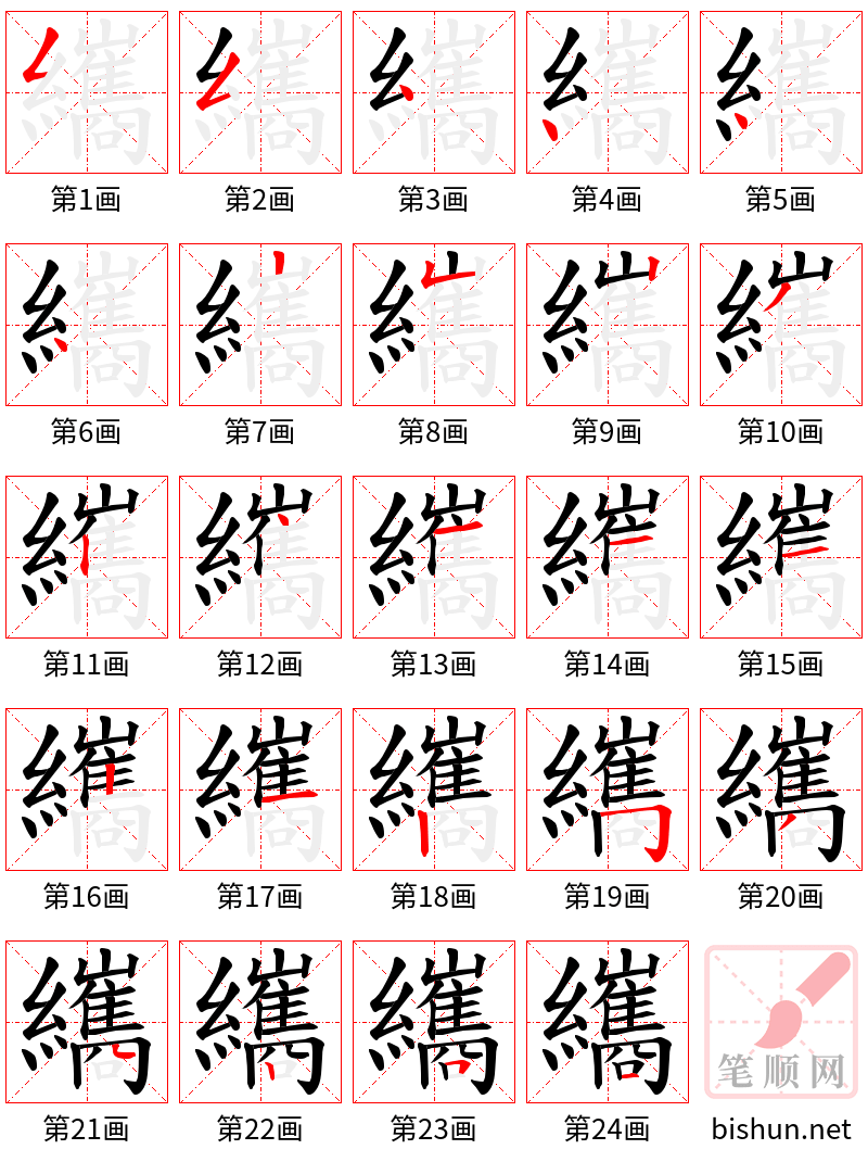 纗 笔顺规范