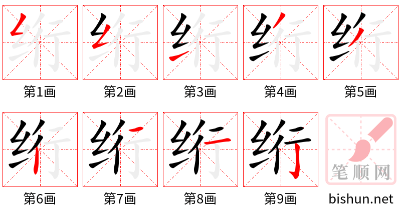 绗 笔顺规范