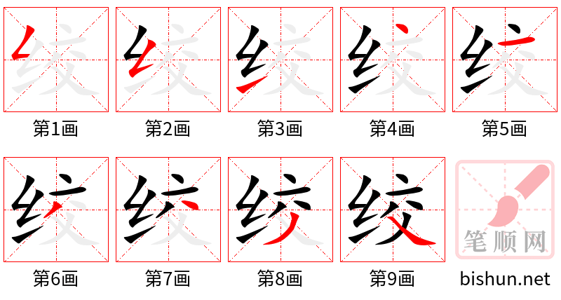 绞 笔顺规范