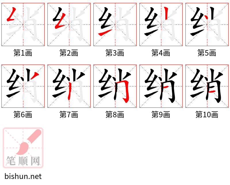 绡 笔顺规范