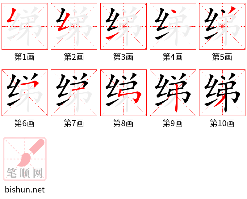 绨 笔顺规范