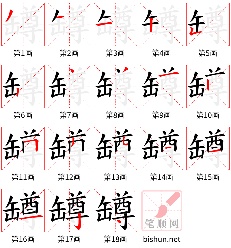 罇 笔顺规范