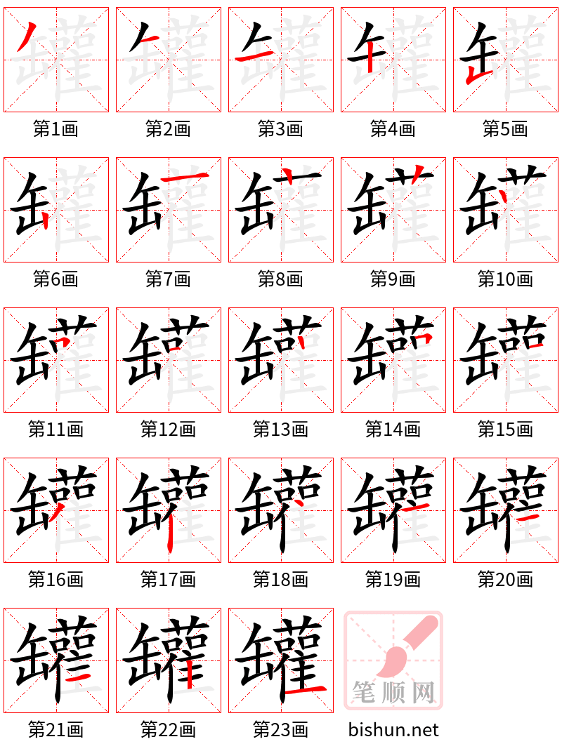 罐 笔顺规范