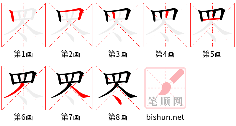 罖 笔顺规范