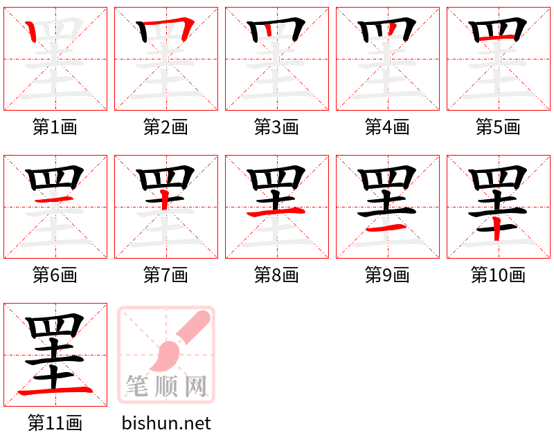 罣 笔顺规范