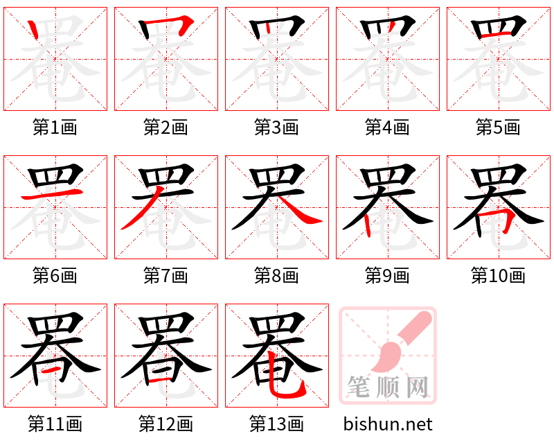 罨 笔顺规范