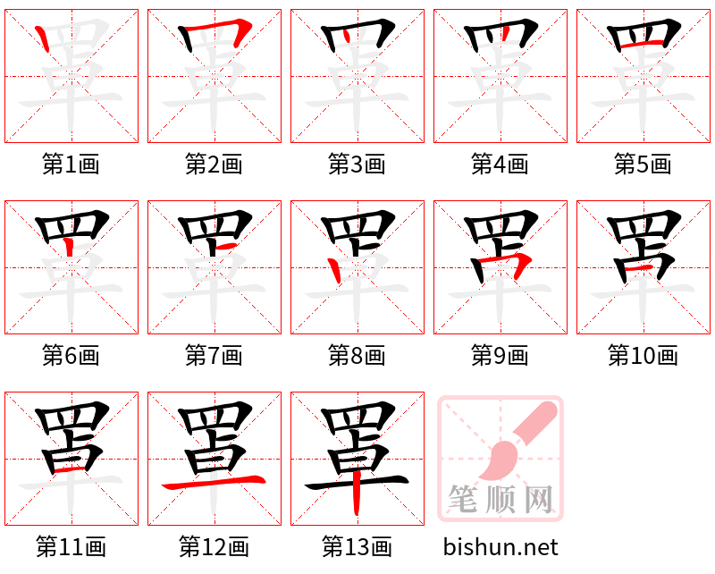 罩 笔顺规范