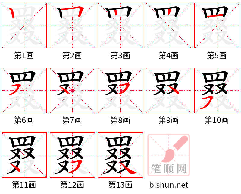 罬 笔顺规范