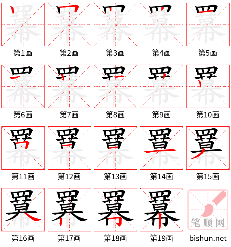 羃 笔顺规范