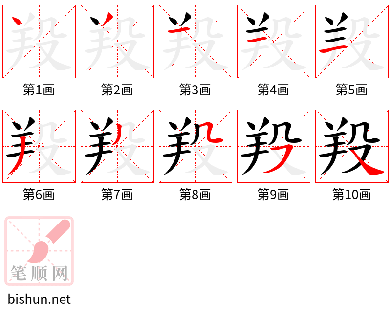 羖 笔顺规范