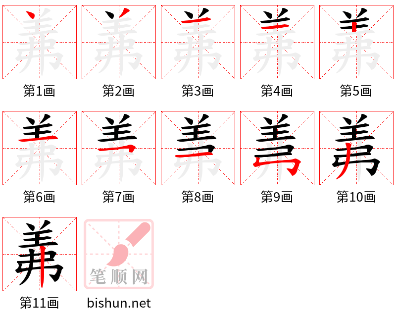 羛 笔顺规范