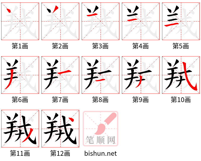 羢 笔顺规范