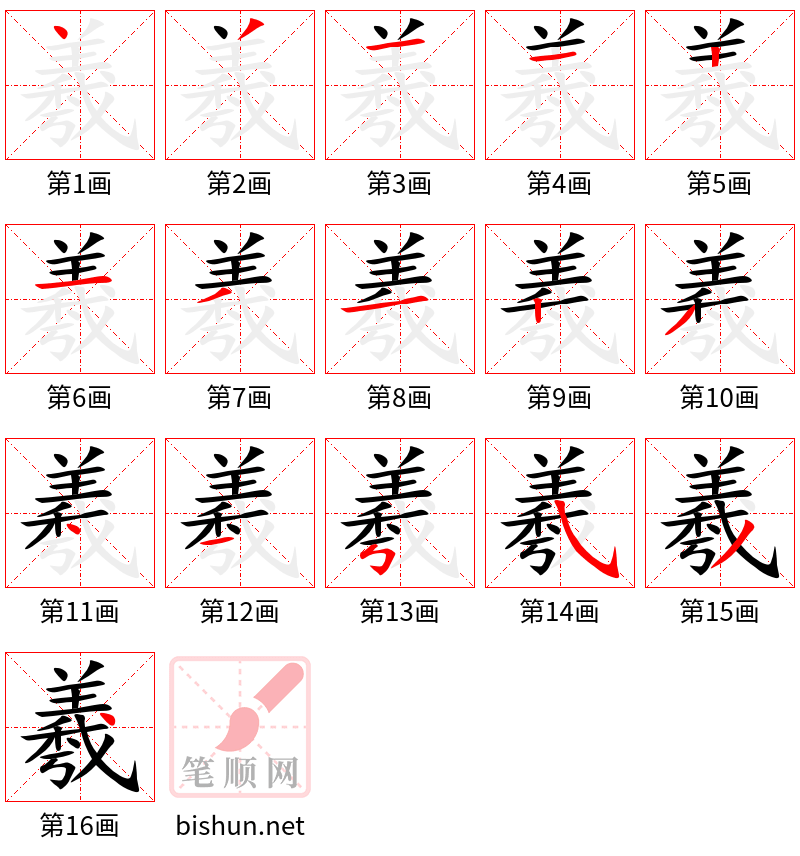 羲 笔顺规范