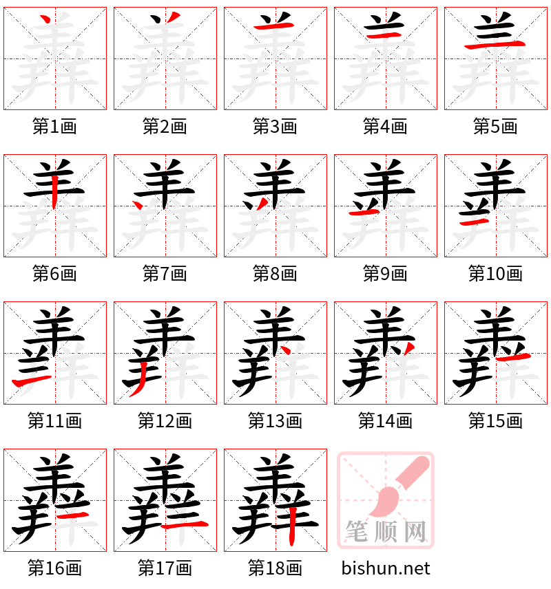 羴 笔顺规范