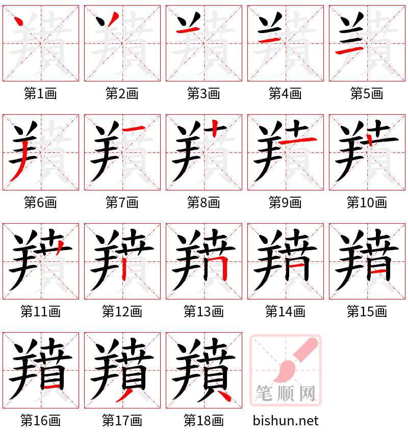 羵 笔顺规范