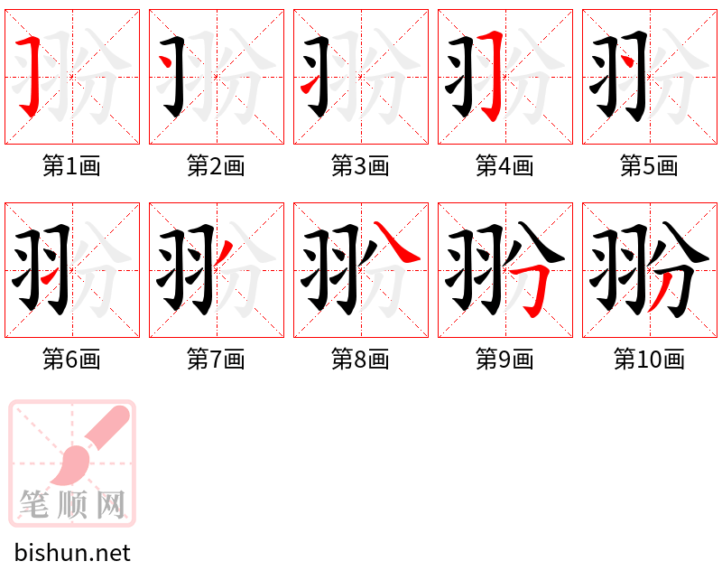 翂 笔顺规范