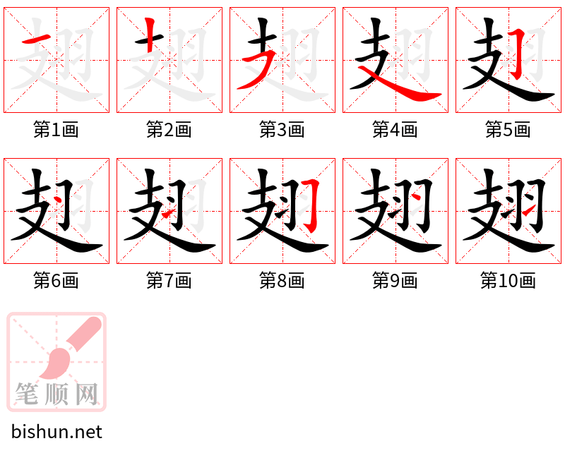 翅 笔顺规范