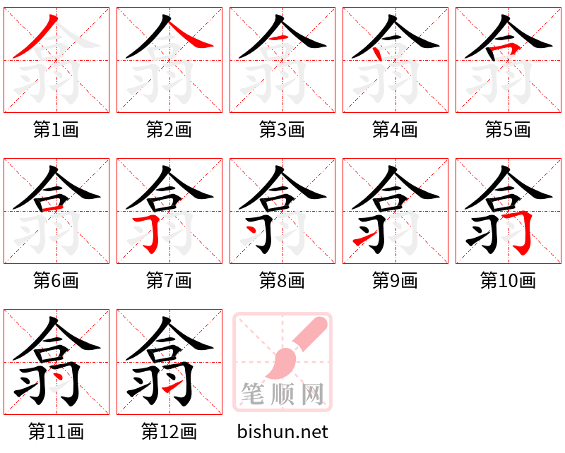 翕 笔顺规范