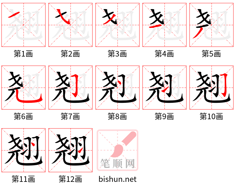 翘 笔顺规范