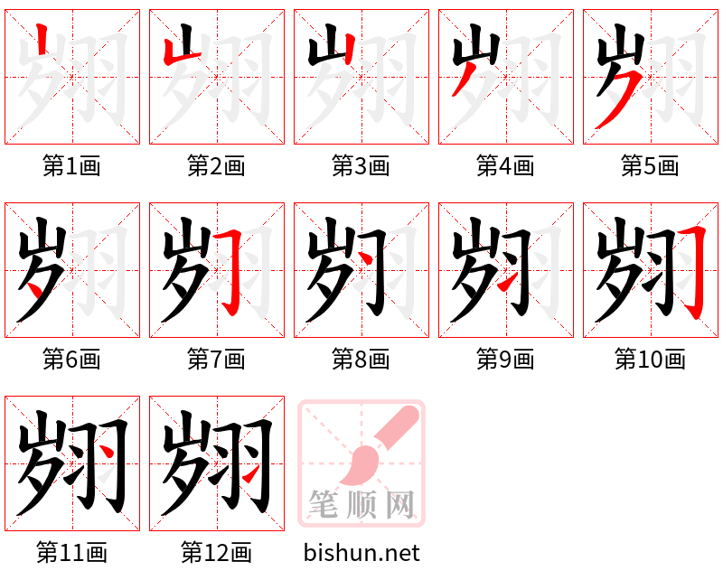 翙 笔顺规范